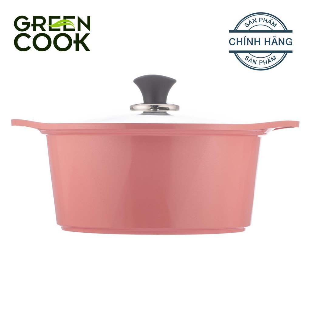 Nồi đúc ceramic vân đá đáy từ chống dính 20cm Green Cook GCS02-20IH