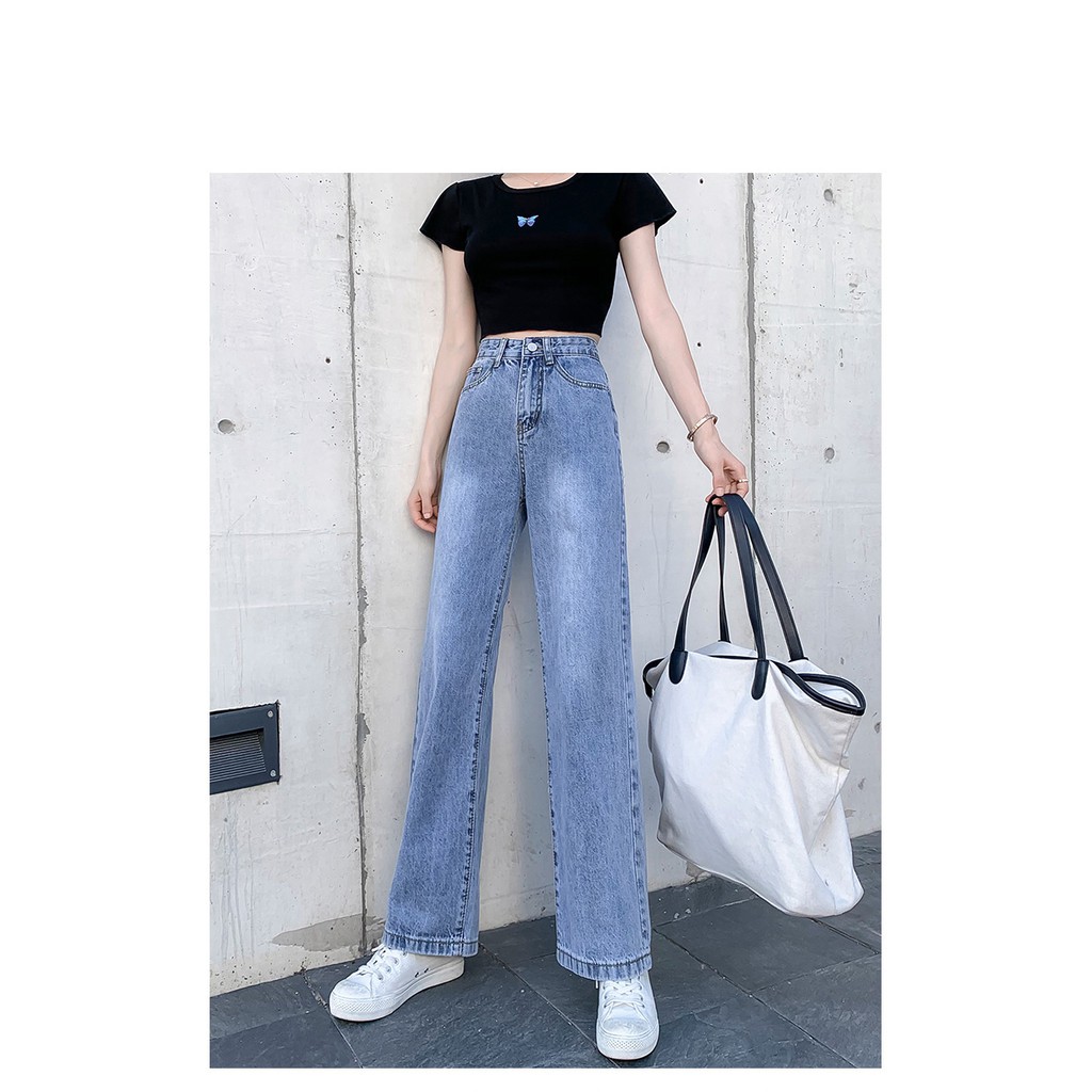 QUẦN JEAN ỐNG RỘNG NỮ LAI CUỐN LƯNG CAO FORM DÀI RỘNG MÀU XANH NHẠT CAO CẤP BABO ĐỦ SIZE S, M, L SIÊU HOT, MẶC SIÊU MÁT