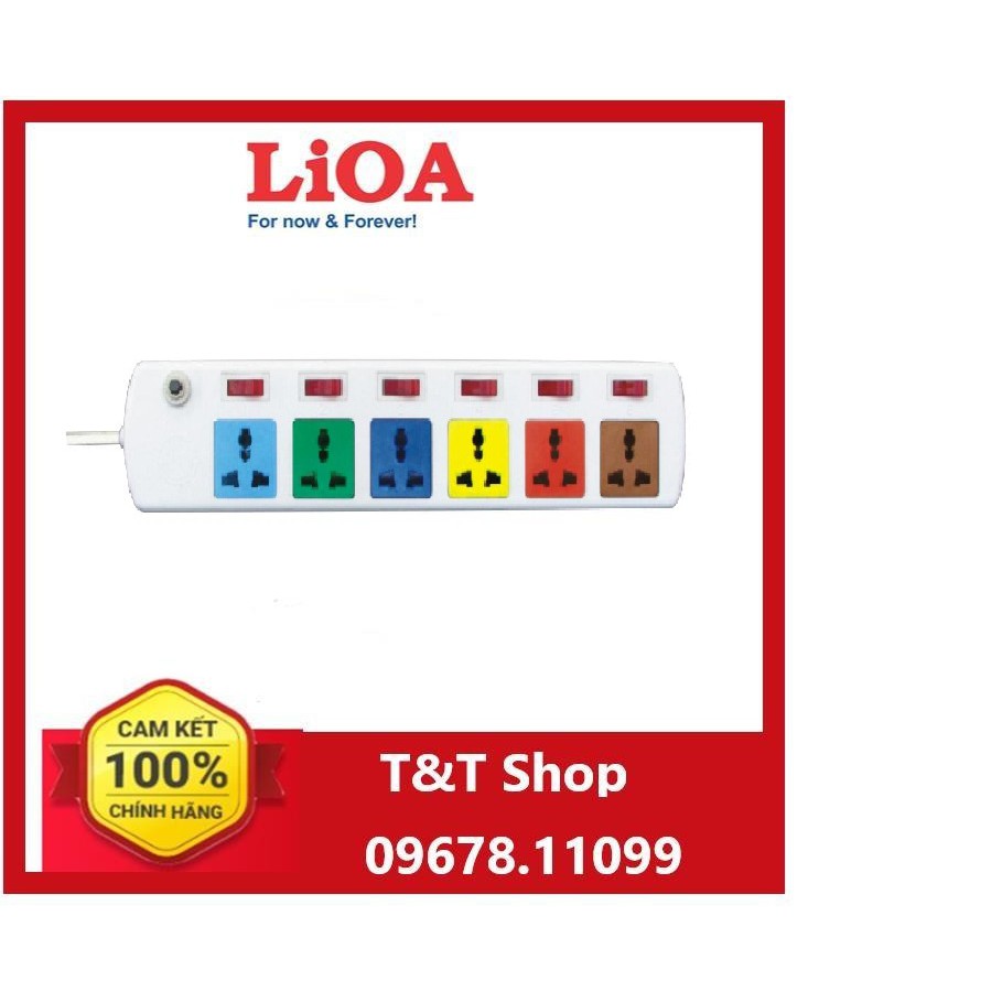 Ổ dây đa năng 6 ổ 6 công tắc trắng Lioa - 6DOF32WN