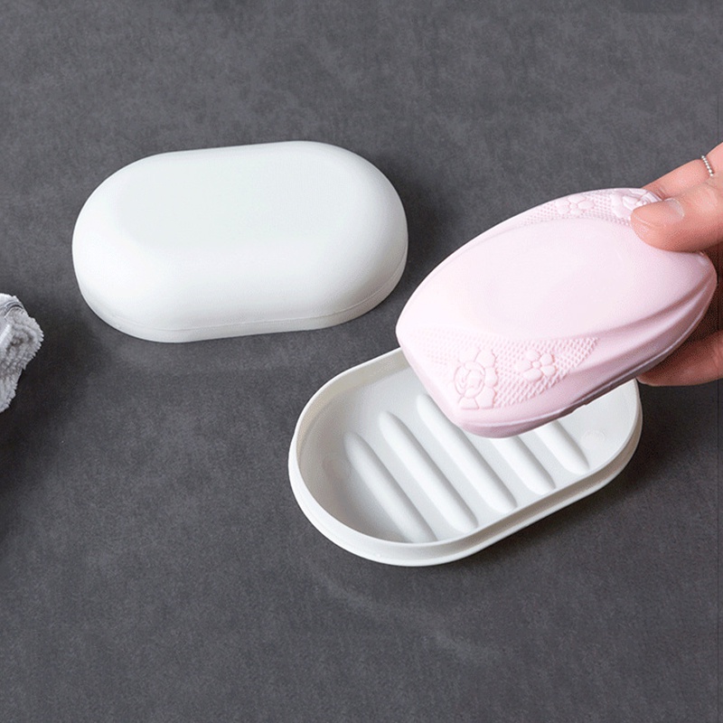 Hộp đựng xà phòng hình oval màu sắc xinh xắn chống rò rỉ tiện dụng mang theo du lịch