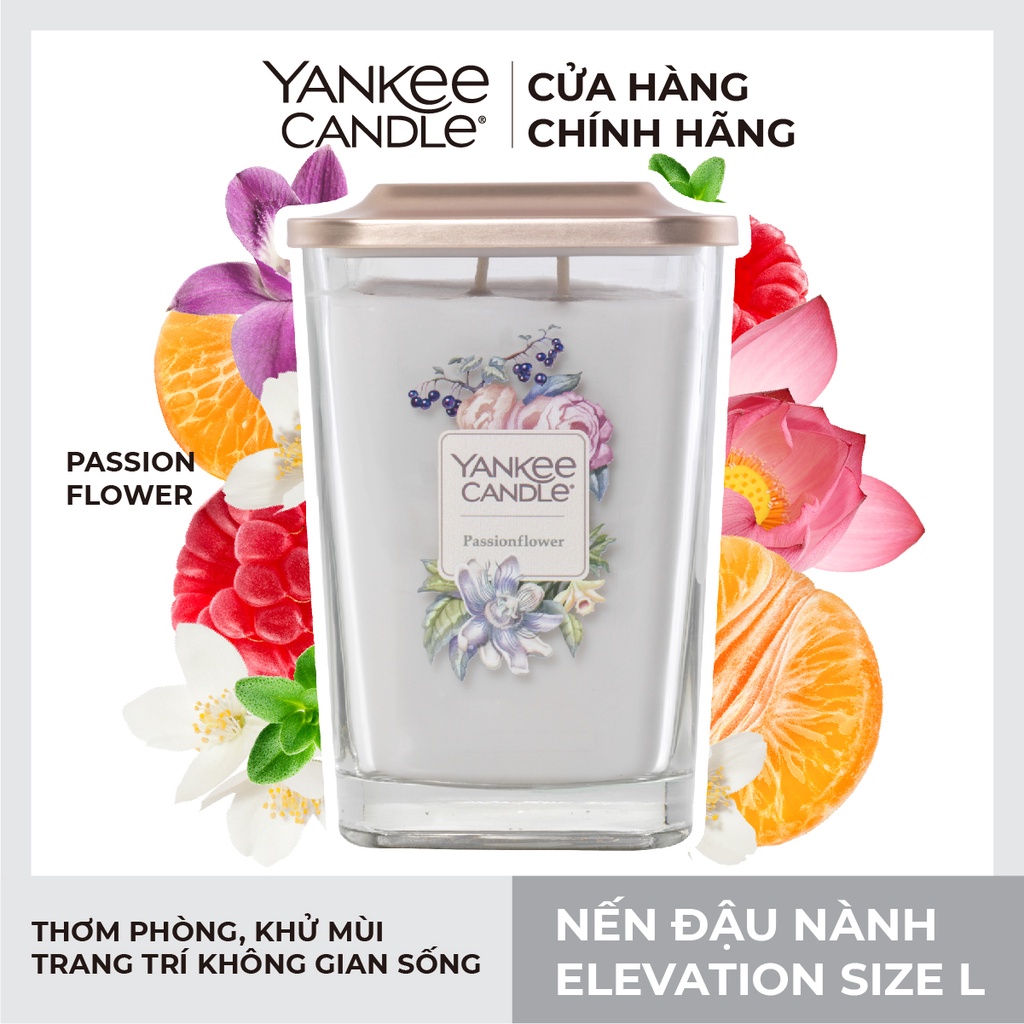 Nến ly vuông Elevation Yankee Candle size L - Passion Flower (552g)