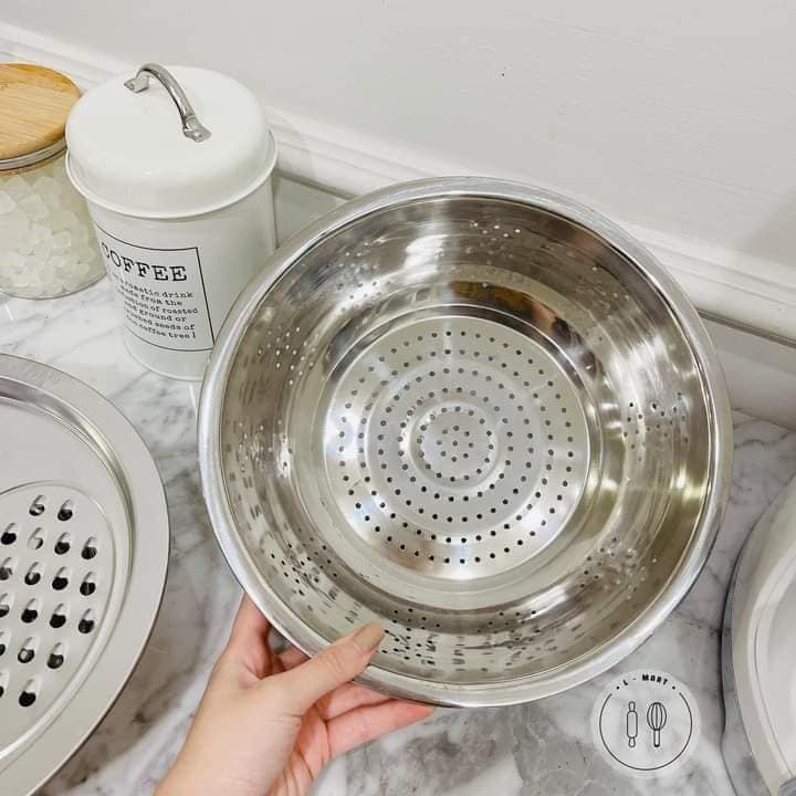 BỘ THAU RỔ BÀO RAU CỦ INOX 3 trong 1