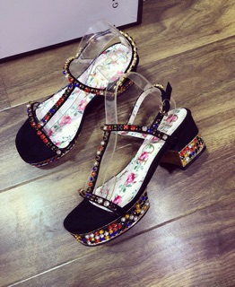 Sandal GC Gót Vuông Đính Đá SPV Fullbox