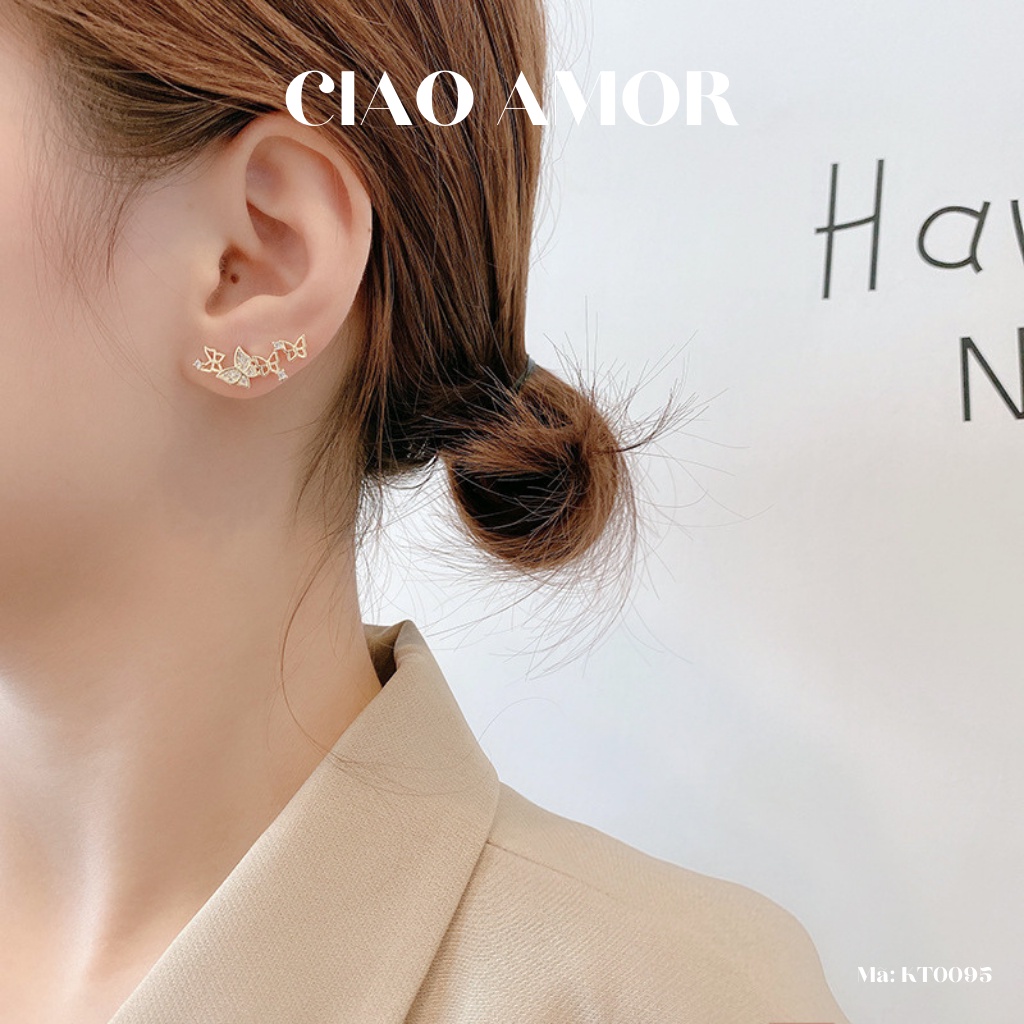 Khuyên tai nữ, bông tai cánh 2 bên khác Trang sức Ciao Amor - KT0095