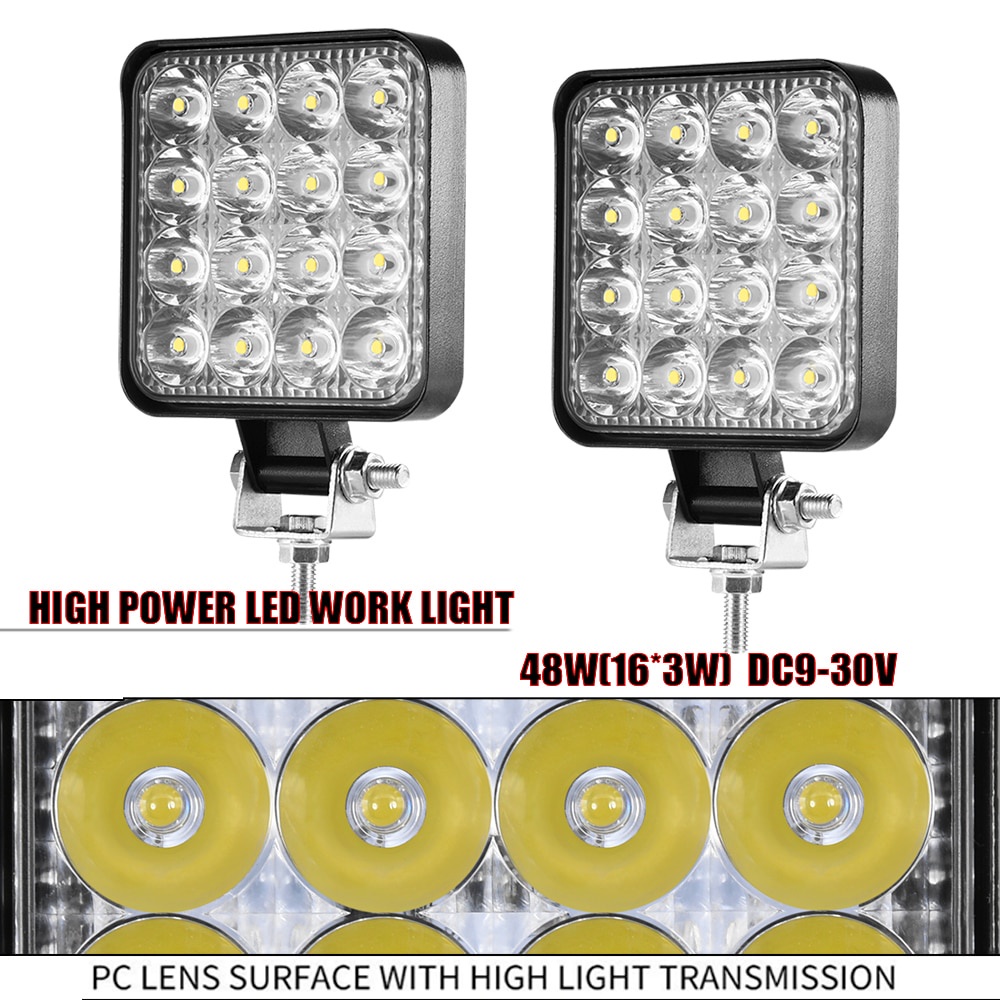 Thanh đèn LED làm việc xe hơi xe máy xe tải SUV ATV xe kéo thuyền máy xúc 16 bóng 48W 4x4 12V 24V