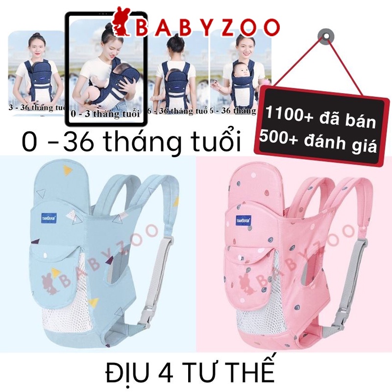 Địu em bé sơ sinh 4 tư thế có đỡ cổ Đai điệu đa năng cho bé mặt lưới thoáng gọn nhẹ Babyzoo