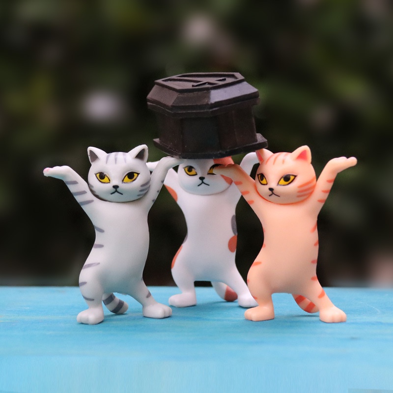 [Mã LIFE1003ALL giảm 10% đơn 50K] Bộ 5 con Mèo nhảy múa - Mô hình trang trí PVC đặc siêu cute