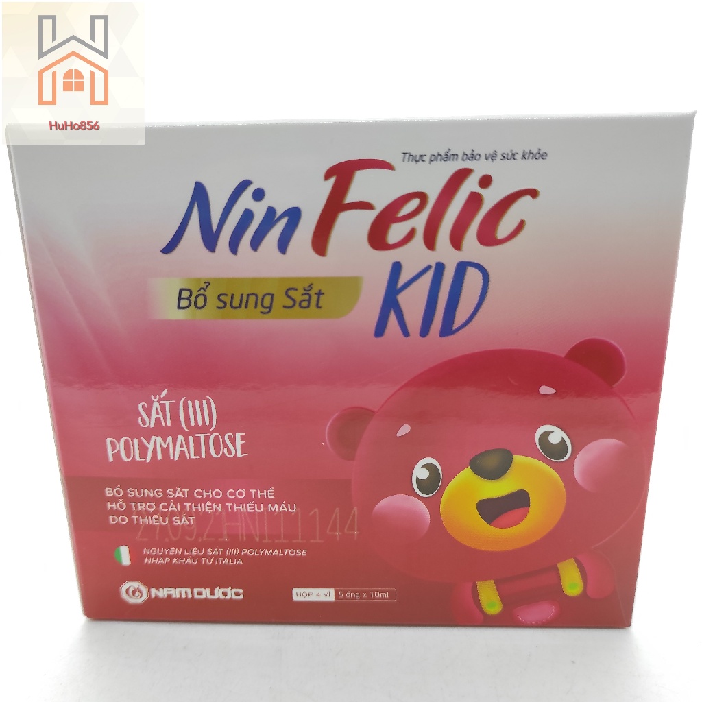 Nin Felic KID Bổ Sung Sắt, Hỗ Trợ Cải Thiện Thiếu Máu Do Thiếu Sắt  Hộp 20 ống Ninfelic kid