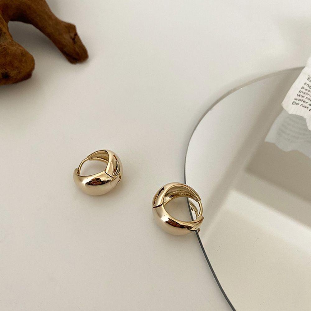 MXGOODS Bông Tai Kim Hình Tròn Bằng Bạc Phong Cách Hàn Quốc Thời Trang