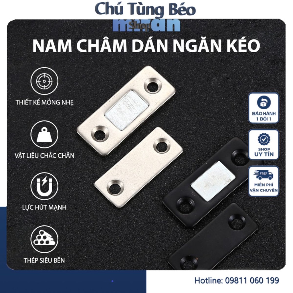 Nam Châm Gắn Cửa Lực Hút Cực Mạnh MIFAN - Thép Siêu Bền, Keo 3M - Dán Chốt Tủ Quần Áo, Ngăn Kéo, Cửa Ra Vào Tiện Lợi