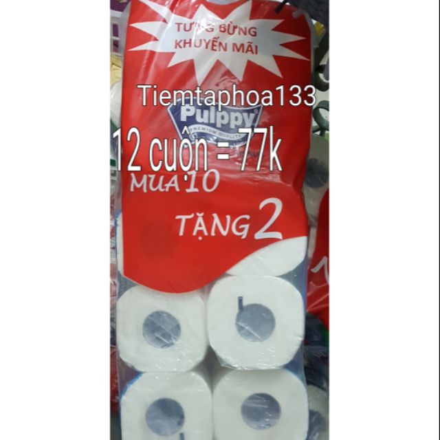 Giấy vệ sinh Pulppy cuộn, 12 cuộn