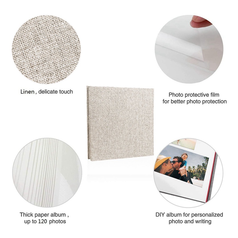 Album Ảnh Lưu Niệm DIY Bằng Vải Lanh Dày Dặn Với Màng Bảo Vệ Tiết Kiệm Hình Ảnh Vĩnh Viễn