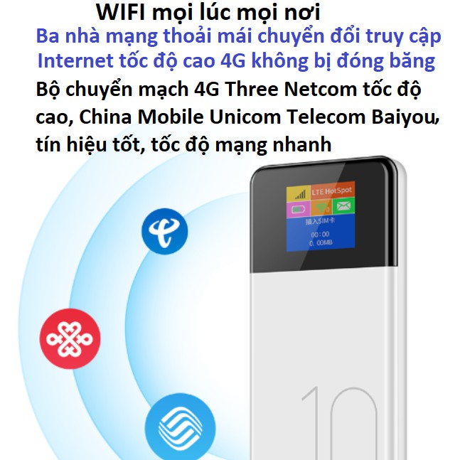 Sạt dự phòng nhiều chức năng có Wifi,hợp sẵn có thể tự động điều chỉnh và kết nối,Kết nối10điện thoại di động cùng