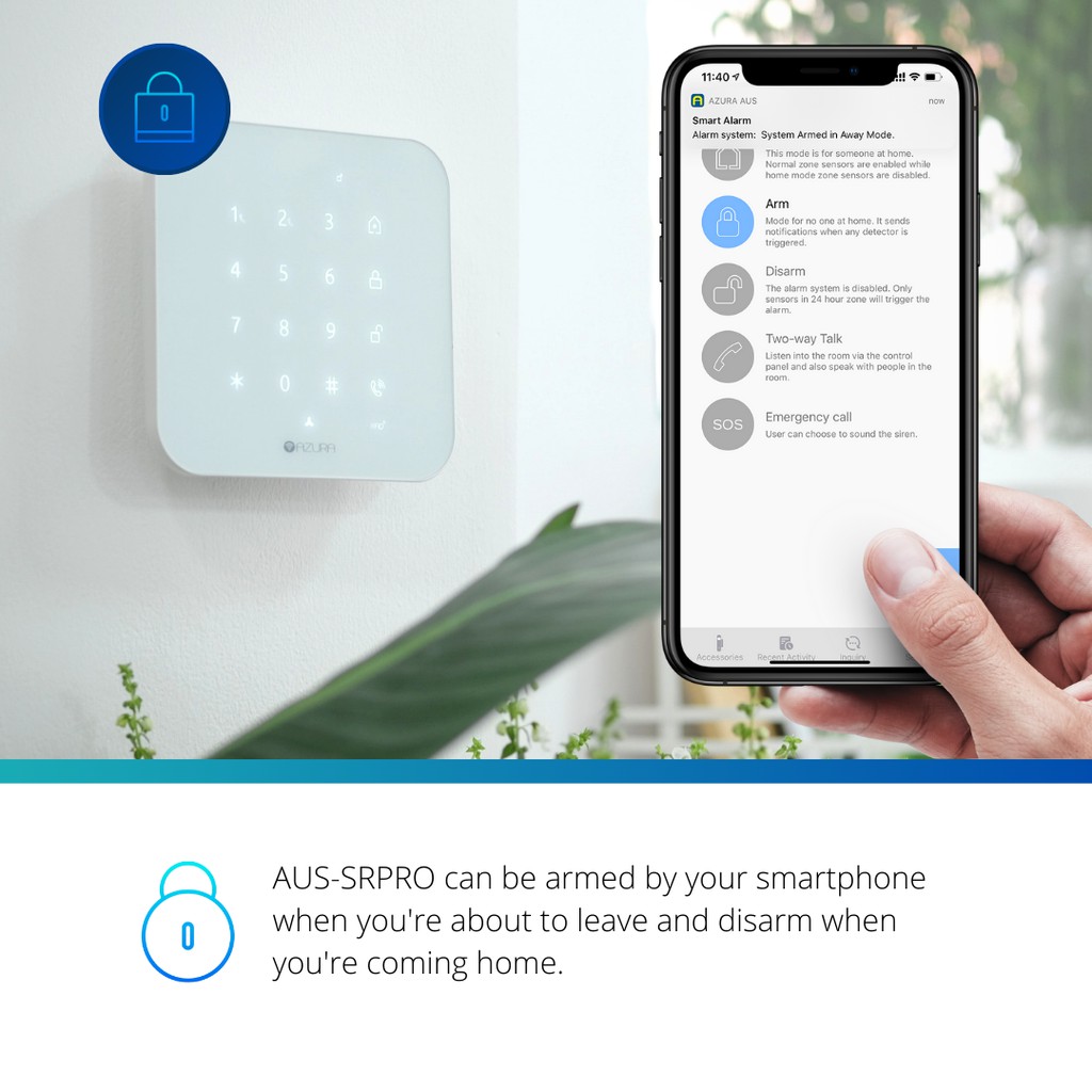 Thiết bị chống trộm gia đình - cửa hàng - văn phòng AZURA AUS-SRPRO 4G - Hàng Chính Hãng Úc