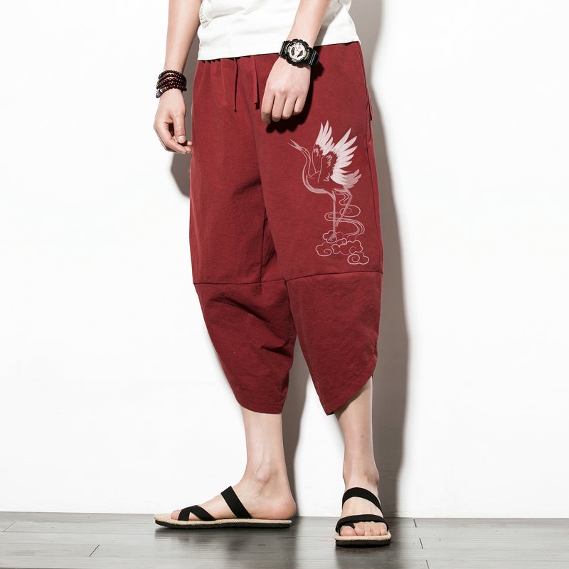 ✻▲Quần Lửng Nam Dáng Alibaba Thụng Chất Liệu Thô Đũi