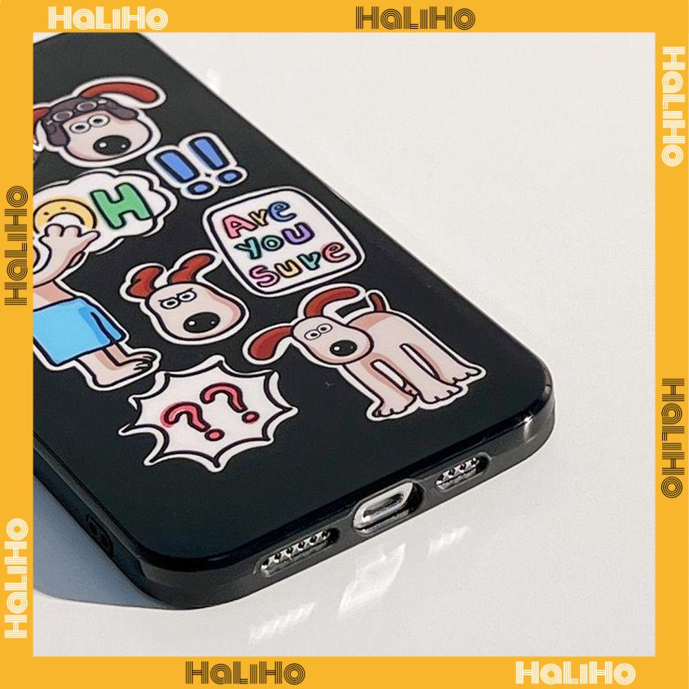 iPhone Case Silicone Soft Case Black Glossy Candy Case Shockproof Protection Camera Cartoon Cute Dog Compatible For iPhone 11 Pro Max 13 Pro Max 12 Pro Max 7Plus xr XS Max