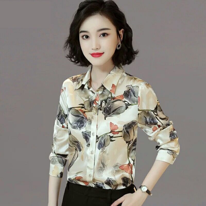 High-End Western Style Chiffon Blouse Women's Long-Sleeved Top2021Spring and Summer New Slimming Temperament Wild Bottoming Shirt for Women