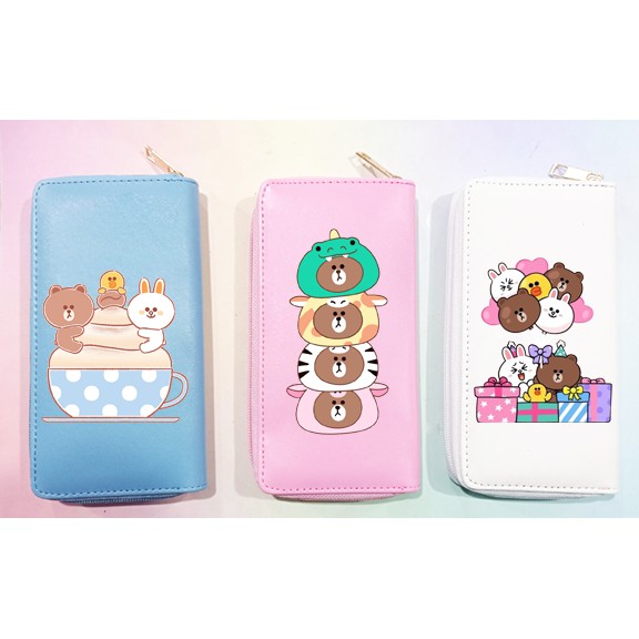 Ví gấu brown thỏ cony vịt sally  VBI4 ví dáng dài bóp hoạt hình cute dễ thương