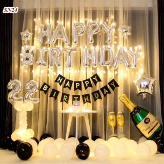 Set chữ happy birthday kèm đèn led trang trí sinh nhật