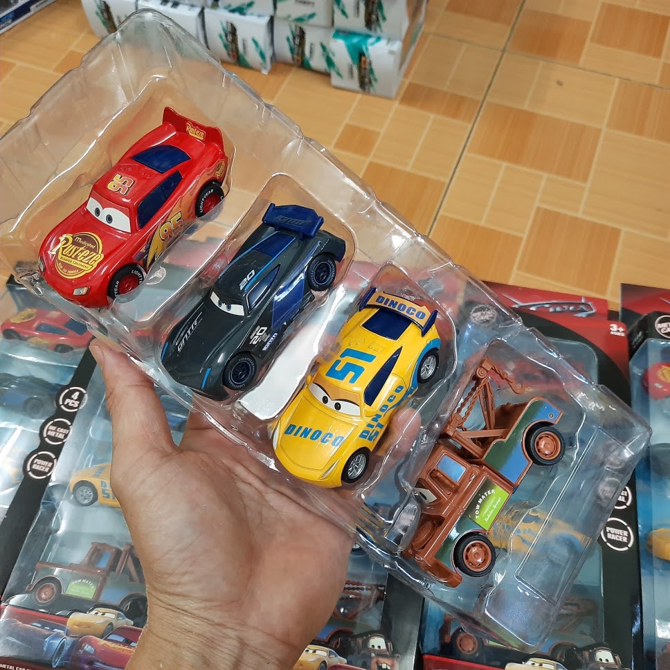 Bộ 4 mô hình Xe ô tô mini Lightning Mc Queen car 3 bằng kim loại đồ chơi trẻ em