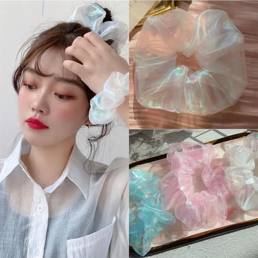 Dây Buộc Tóc Vải Lưới Bóng Thời Trang Nữ