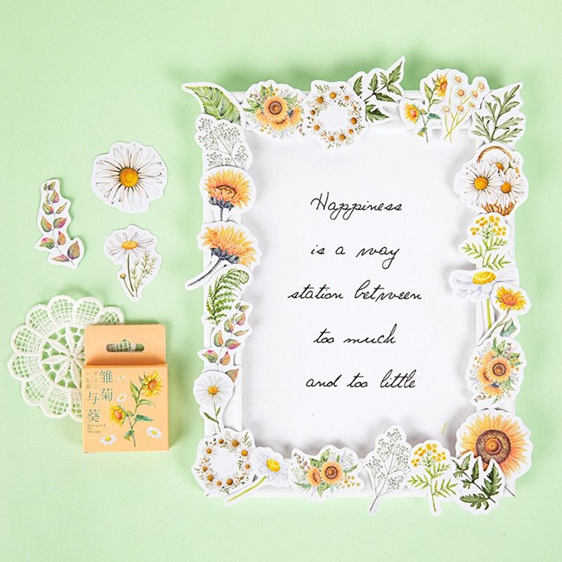 Hộp 46 Sticker chủ đề Hoa hướng dương