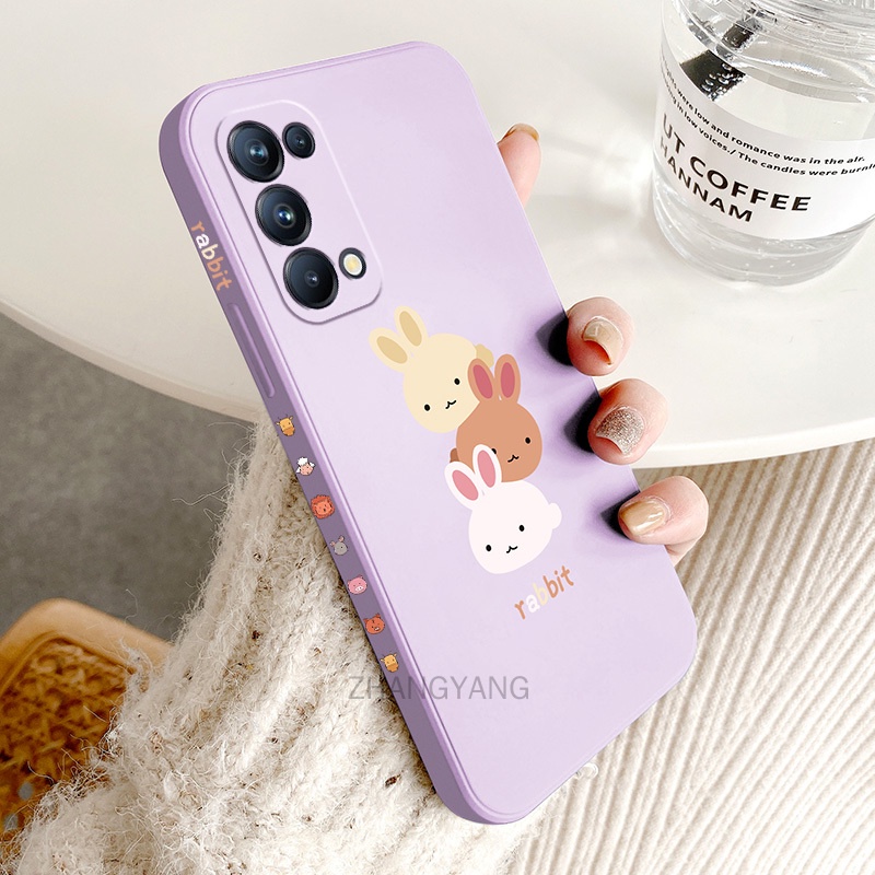 ốp lưng oppo reno 5 oppo reno 4 Ốp Điện Thoại TPU Silicone Hình Ba Chú Thỏ Đáng Yêu Kèm Dây Đeo Cho oppo reno 5 oppo reno 4