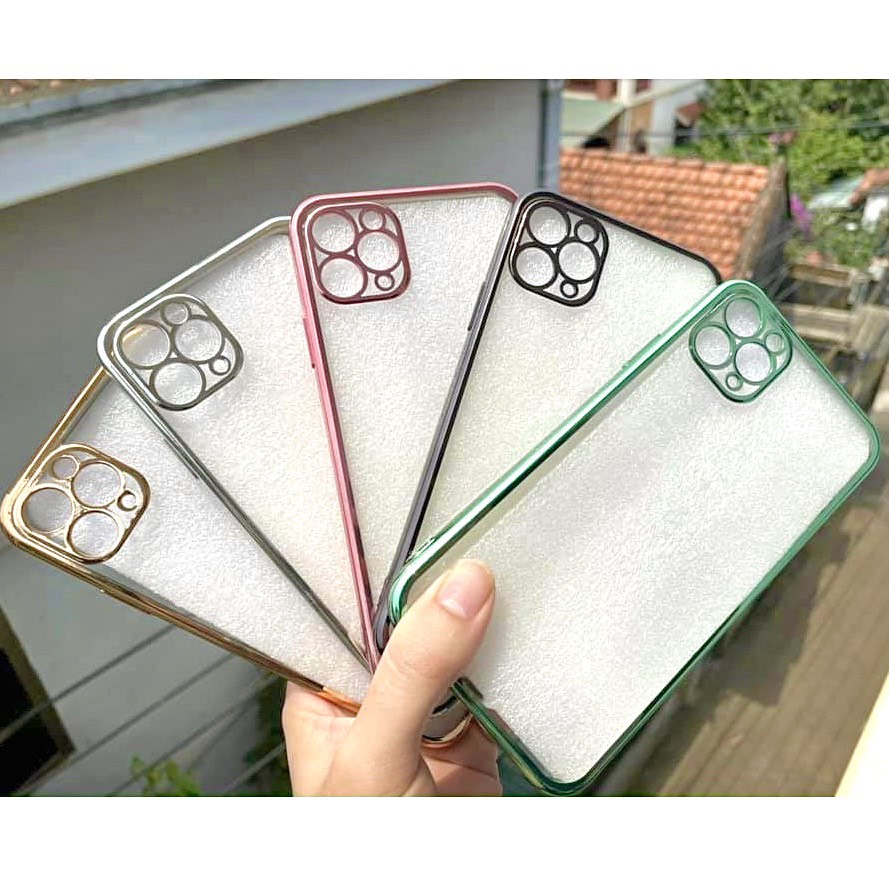 Ốp Lưng iPhone Silicon Dẻo Trong Suốt Viền Si Mạ Màu Bảo Vệ Camera 7plus/8plus/x/xs/xsmax/11/12/13/pro/max/promax