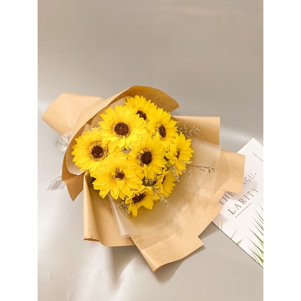 🌻Combo Bó hoa sáp hướng dương mix hoa khô tự nhiên tặng sinh nhật, lễ tốt nghiệp-Tặng kèm túi và thiệp