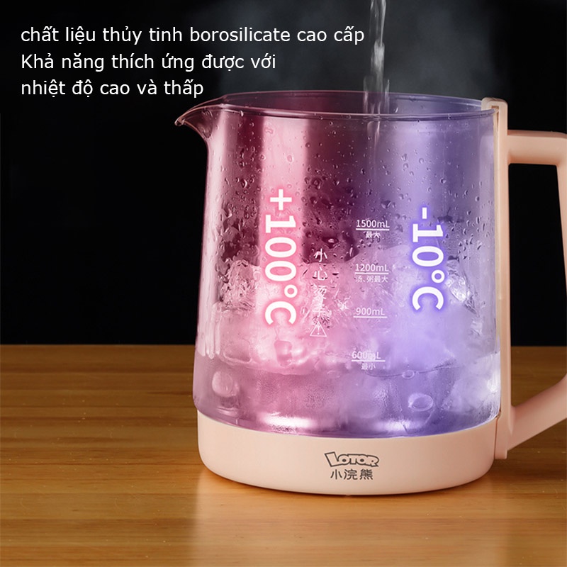 ấm đun nước điện mini 1.5L nồi sức khỏe tự động thủy tinh dày ấm trà hoa ấm đun nước mini đa chức năng màn hình cảm ứng