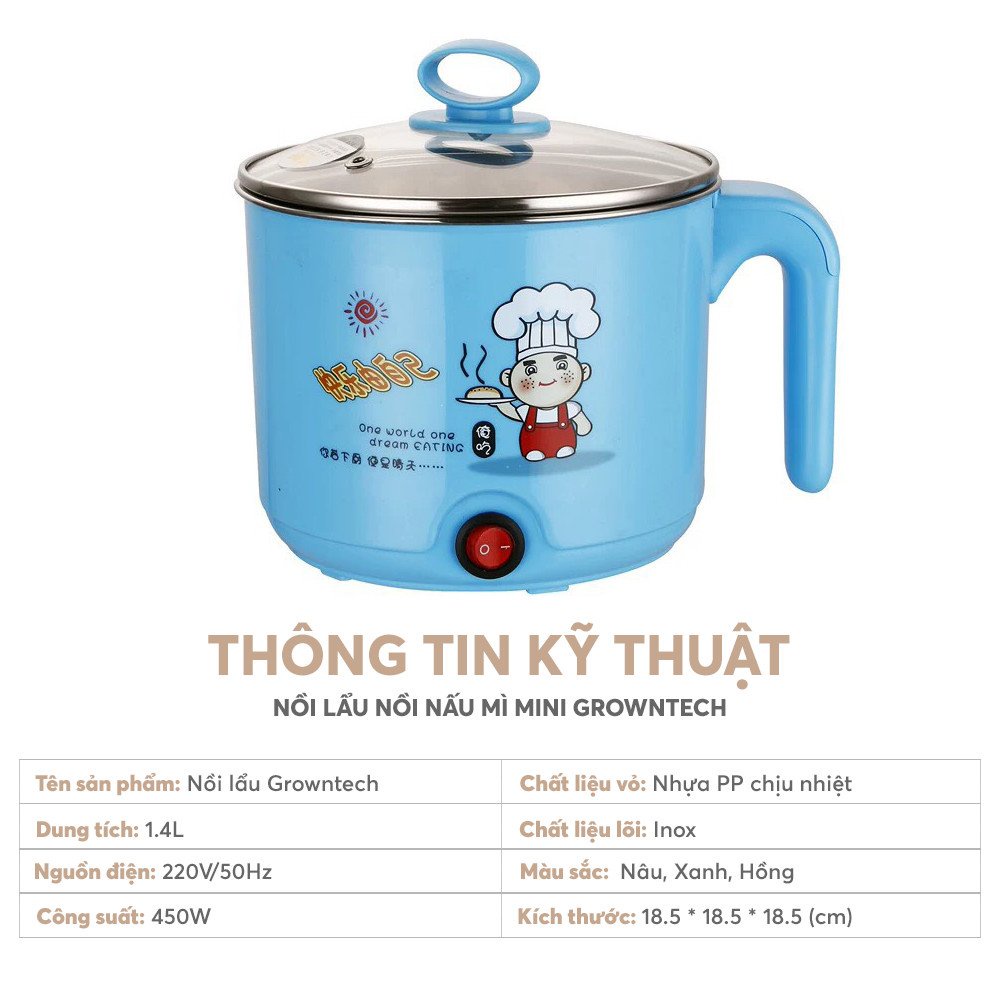 Nồi lẩu mini điện đa năng G01 dung tích 1.8L - Chống dính - Hàng chính hãng phiên bản mới 2022 bảo hành 2 năm