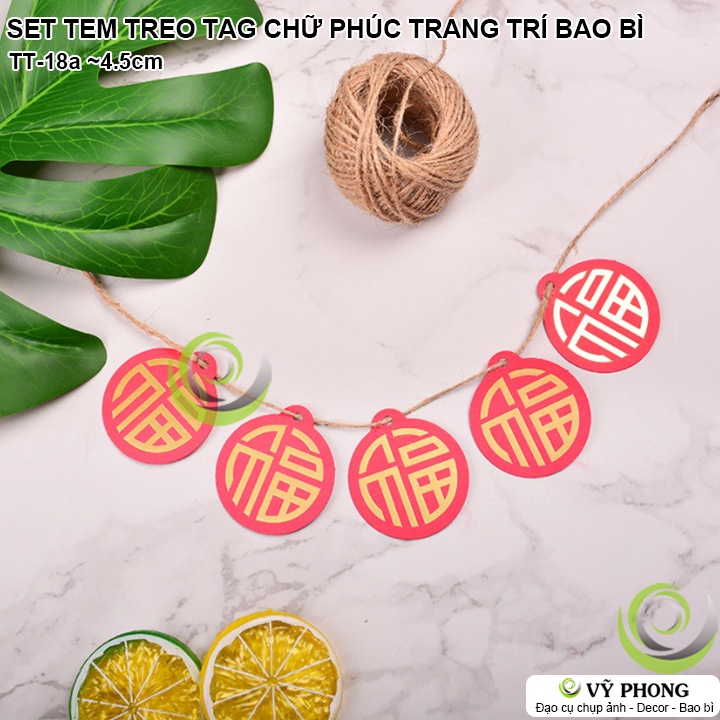 SET 10 TAG TREO TEM TREO TẾT CHỮ PHÚC NỀN ĐỎ CHỮ IN NHŨ VÀNG TRANG TRÍ BAO BÌ HỘP QUÀ TẶNG XUÂN NĂM MỚI TT-18