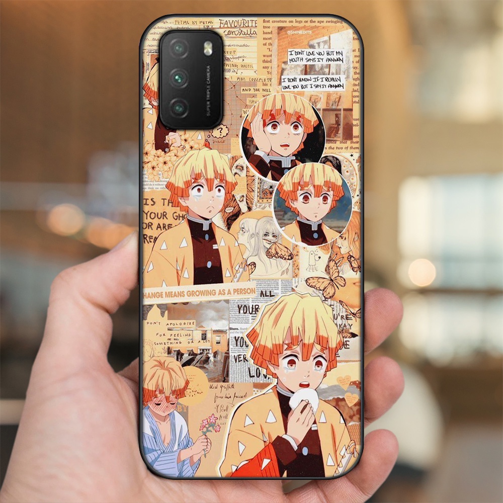 Ốp lưng Xiaomi Poco M3 viền đen in hình Zenitsu Kimetsu no Yaiba