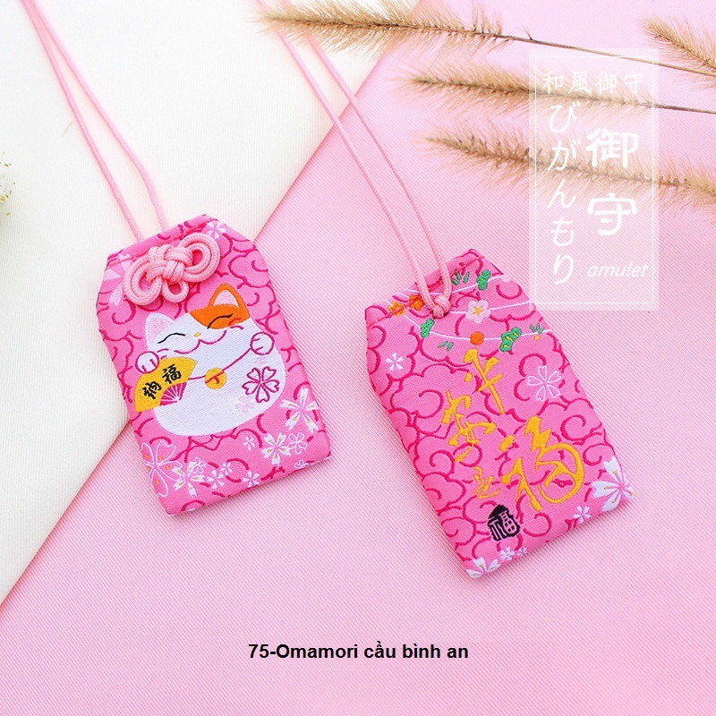 Túi Phước May Mắn Omamori Bọc Vỏ Silicon tặng Đá Ngũ Sắc