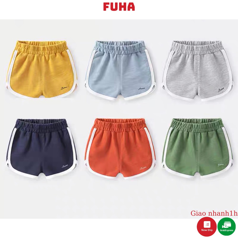 Quần đùi cho bé FUHA, quần sooc chất vải cotton thể thao dành cho bé trai và bé gái
