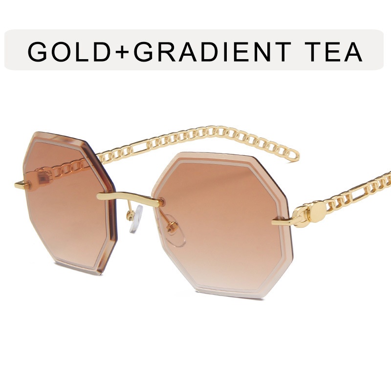 Kính Mát Gọng Kim Loại Tròng Màu Gradient Không Viền Thời Trang Cho Nữ