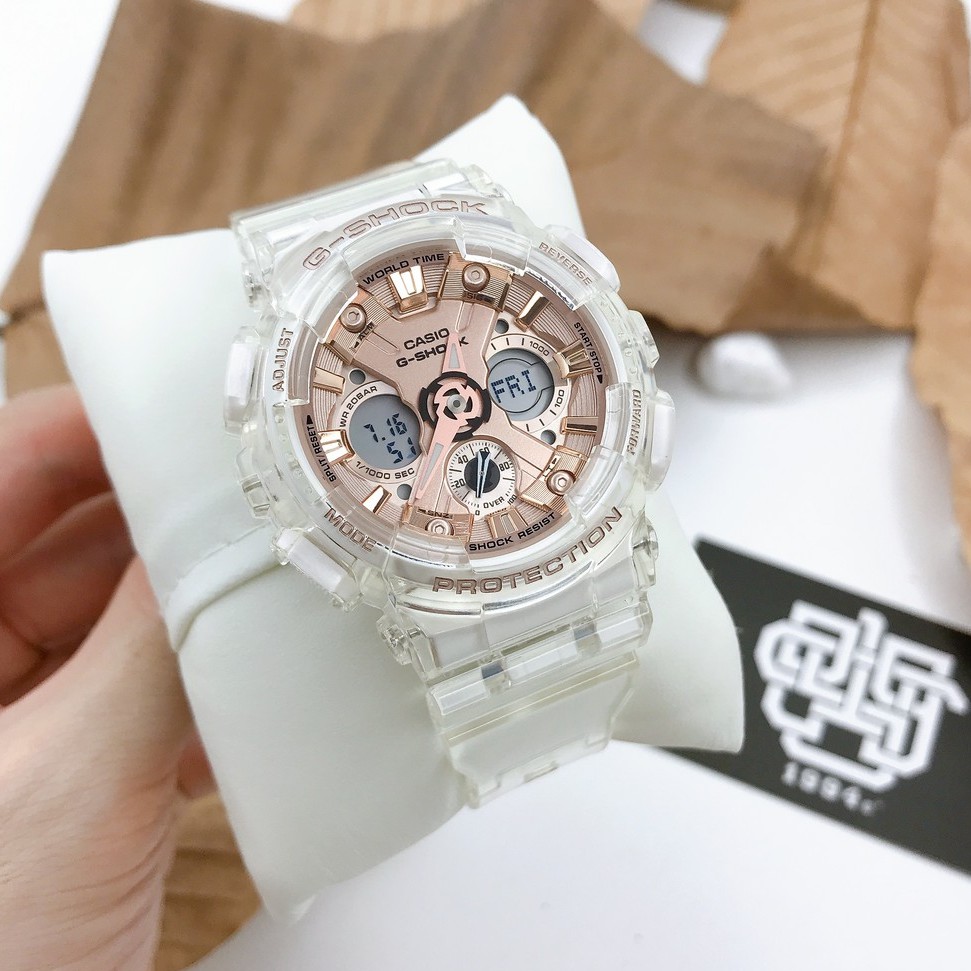 Đồng hồ nam/nữ Casio G-SHOCK GMA-S120 / GMA-S120SR-7A dây đeo trong suốt, chống va đập, hàng chính hãng