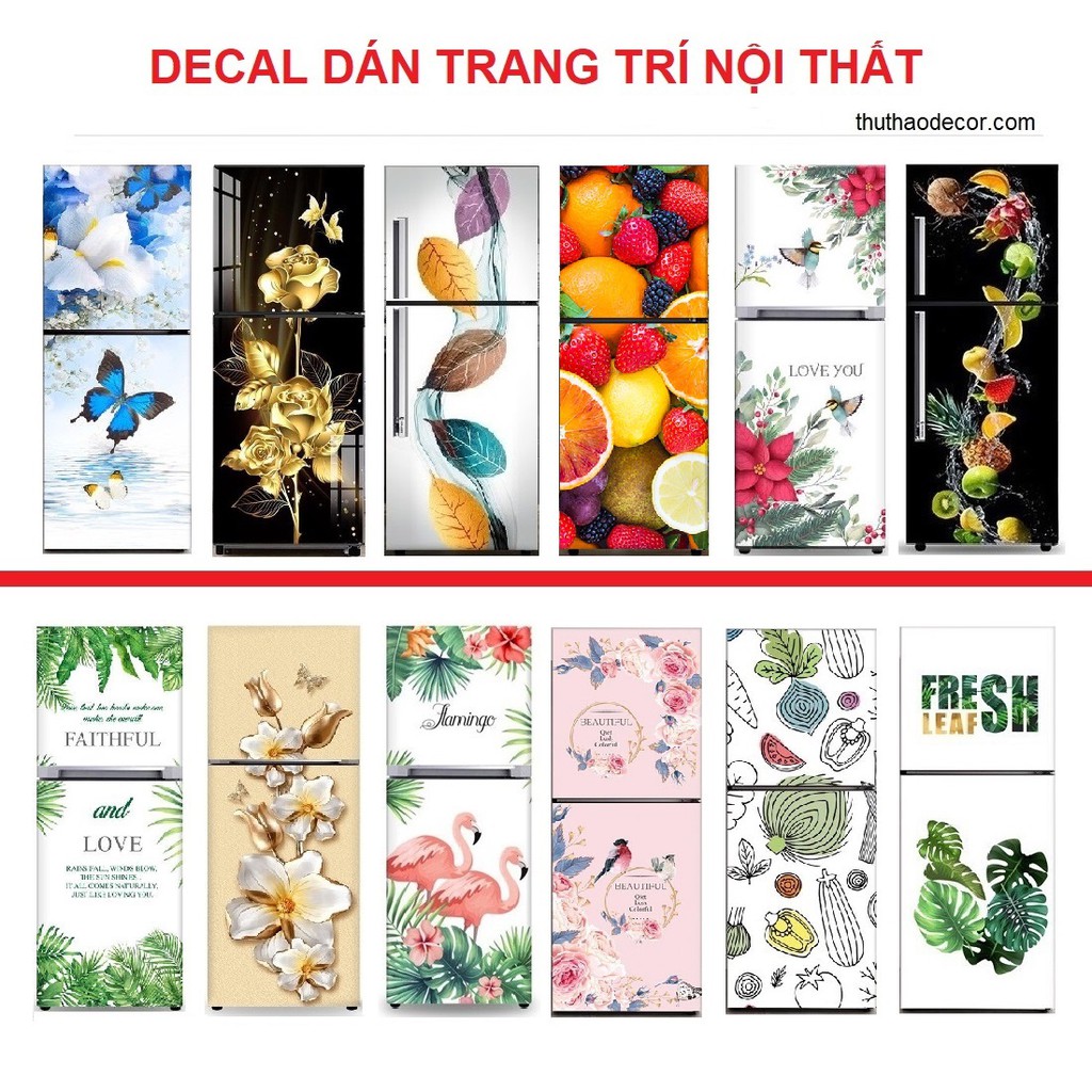 DECAL DÁN TỦ LẠNH chất liệu cao cấp - Decal 3D - Trang trí nhà cửa - HÀNG BÁN CHẠY