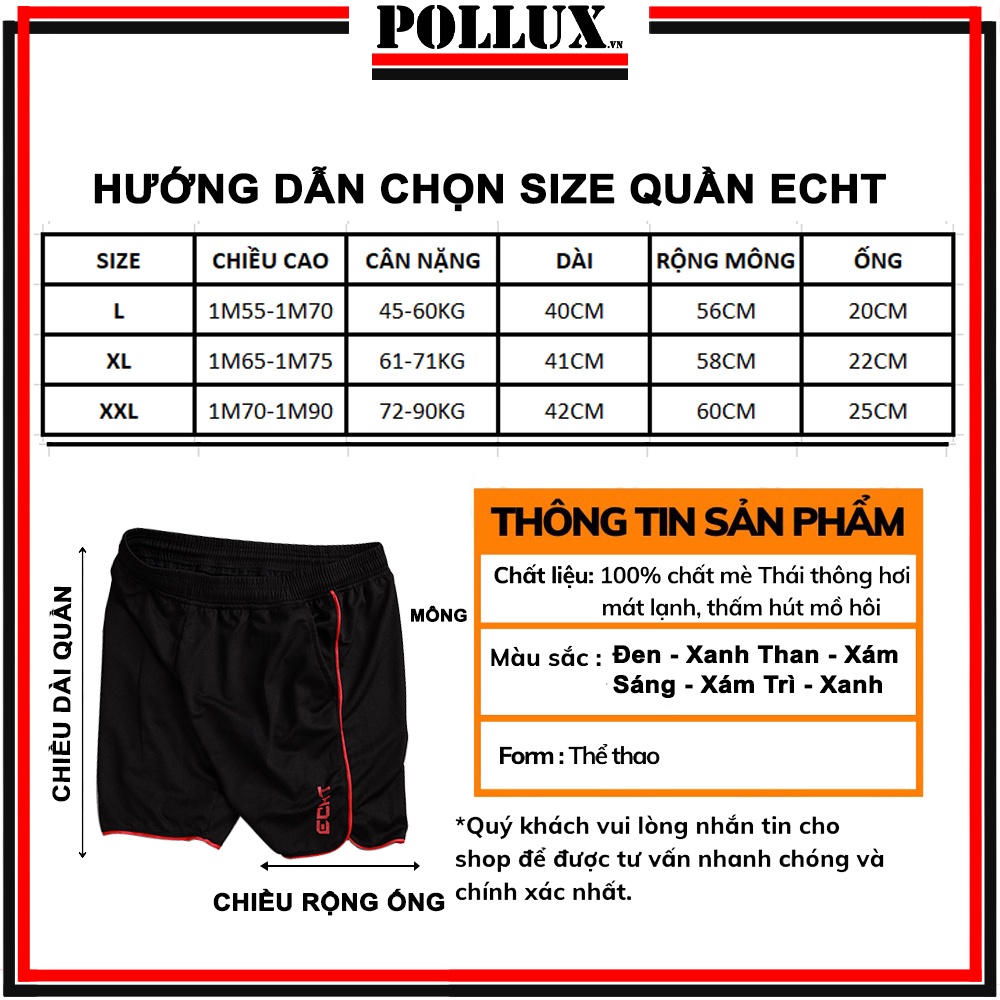 Quần đùi thể thao nam 𝐄𝐂𝐇𝐓 tập gym đi dạo đi biển bơi lội - 𝐏𝐨𝐥𝐥𝐮𝐱