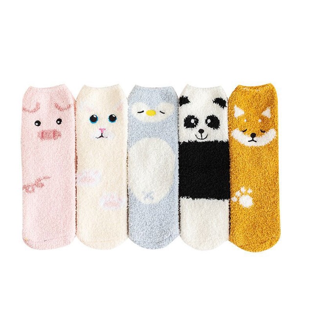 TLB09 Tất len bông tất lông cừu hình thú heo cáo chim cánh cụt panda gấu trúc xinh xinh