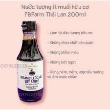 Nước tương ít muối hữu cơ PBFarm (200ml)