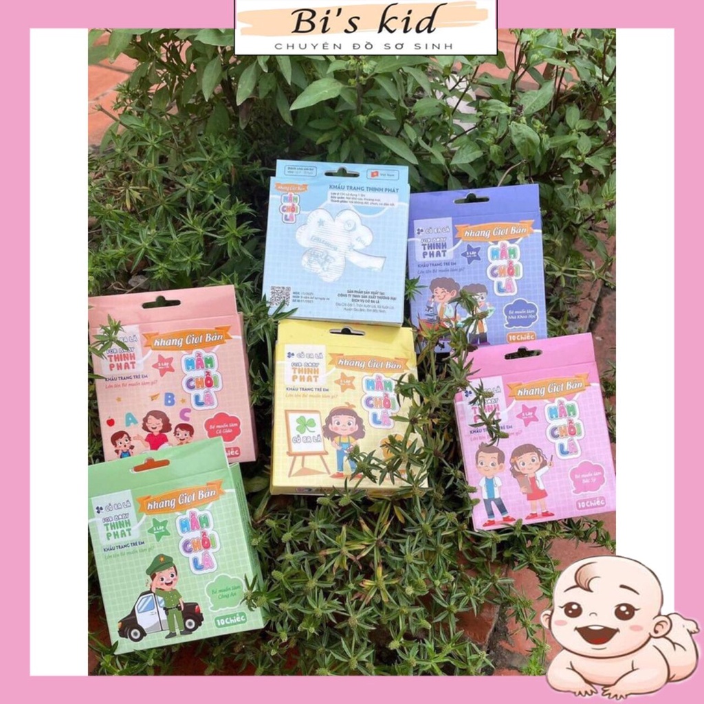 [Hàng mới về] [Hộp 10 cái] Khẩu trang trẻ em 3 lớp Mầm-Chồi-Lá Thịnh Phát size 4-10 tuổi