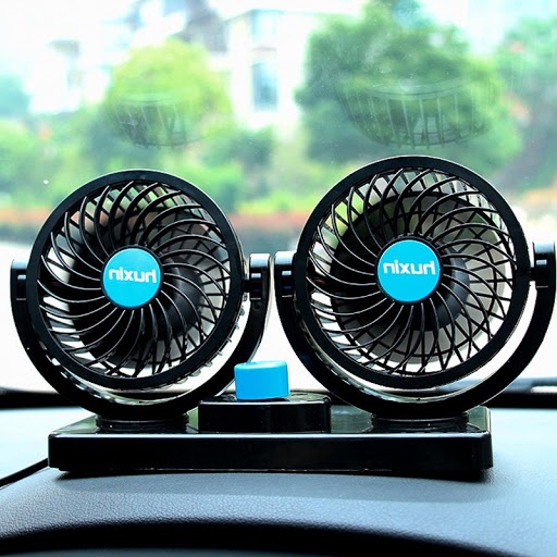 Quạt Đôi 12v Dùng Cho Ô Tô Xe Hơi - Văn phòng quạt thổi mạnh chức năng xoay 360 độ 14in có 2 Cổng Sạc tẩu xe hơi