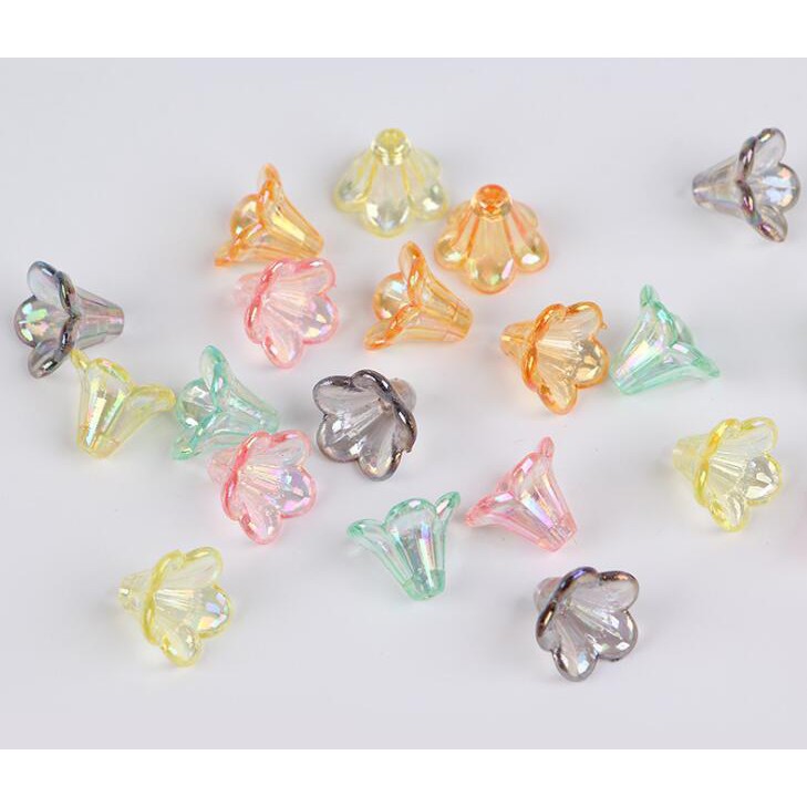 Set 100 Hạt Xỏ Lỗ Hình Cánh Hoa Bằng Nhựa acrylic Kích Thước 10x14mm Dùng Để Làm Đồ Trang Sức Thủ Công diy y1153