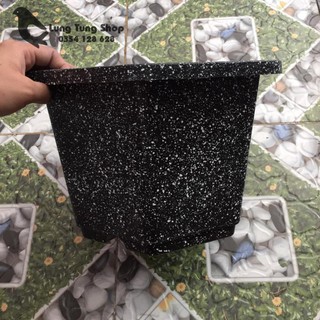Chậu nhựa giả đá màu đen size lớn