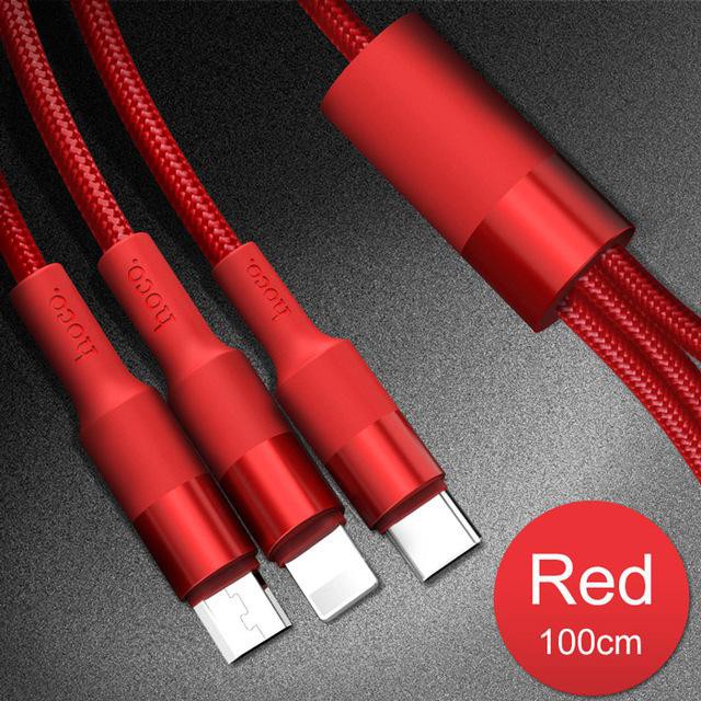 ✅ Mới✅Cáp sạc nhanh dây dù đa năng HOCO X26 3 in 1 (IPtáo/Android/Type-C)