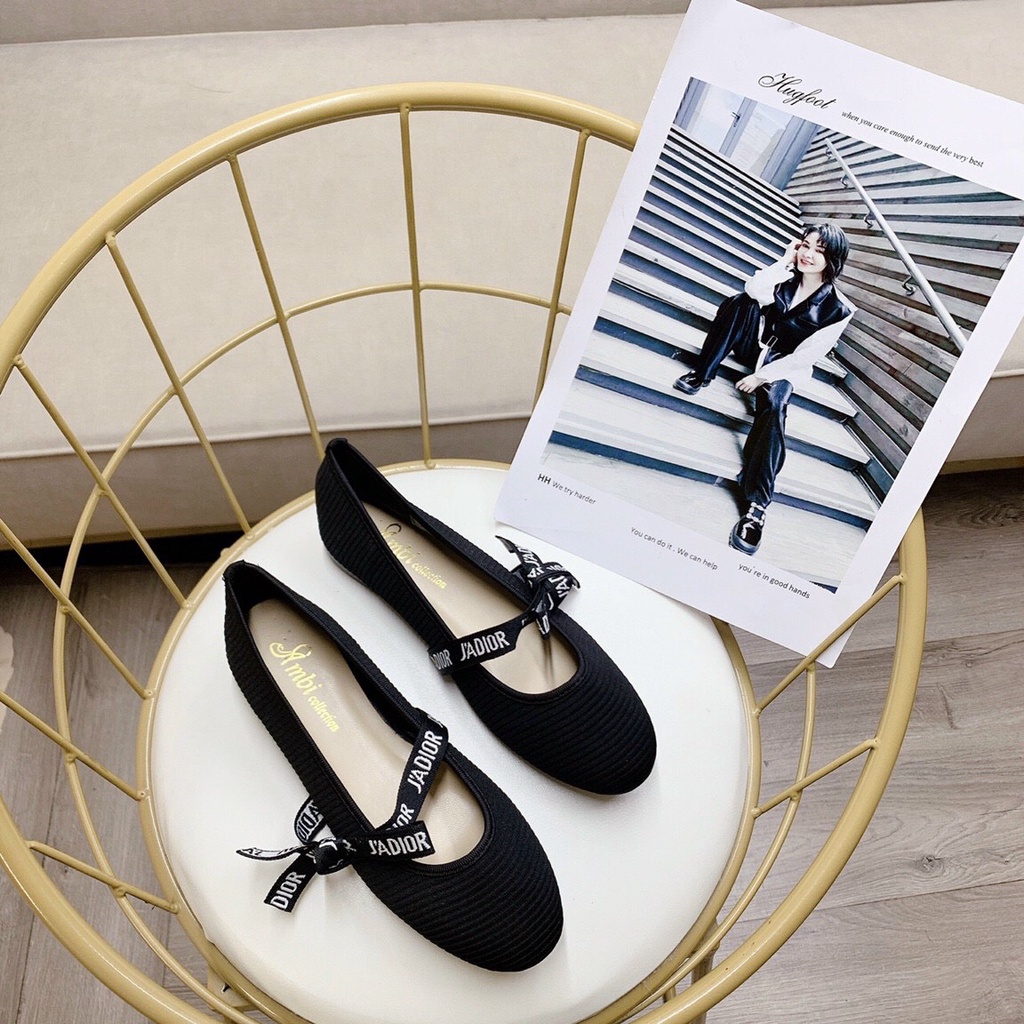 Giày Bệt Búp Bê Mũi tròn dễ thương Quai ngang sang chảnh Da len cực xinh