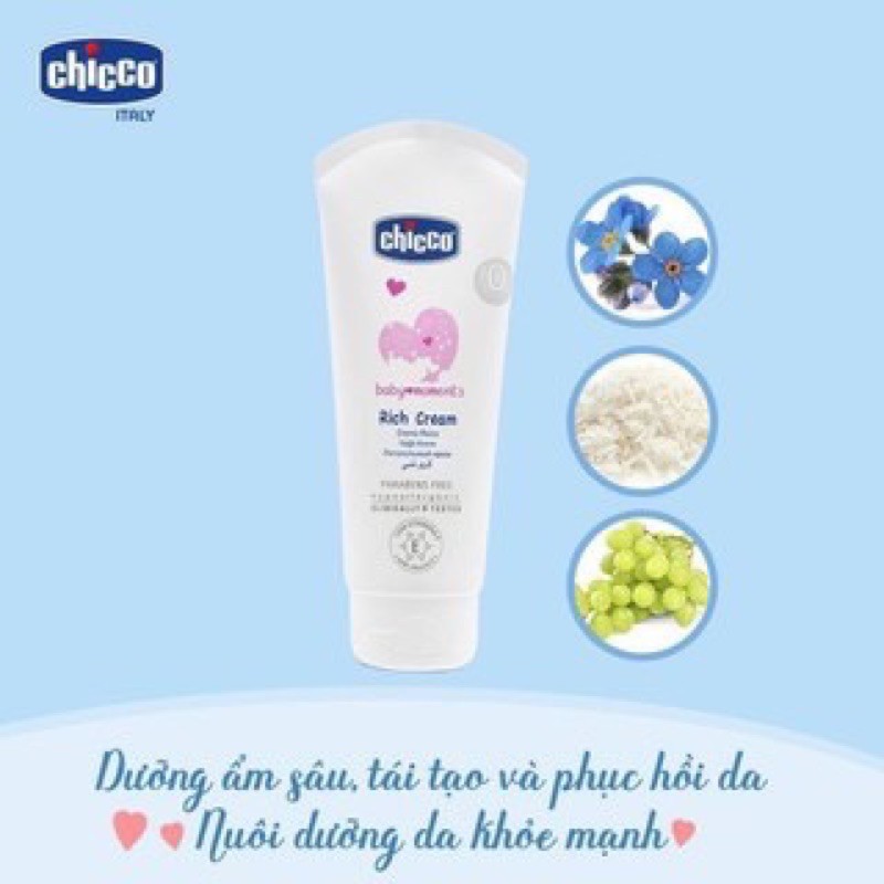 Kem dưỡng ẩm chứa Omega và Vitamin Chicco 100ml Chính Hãng Nhập Khẩu Ý