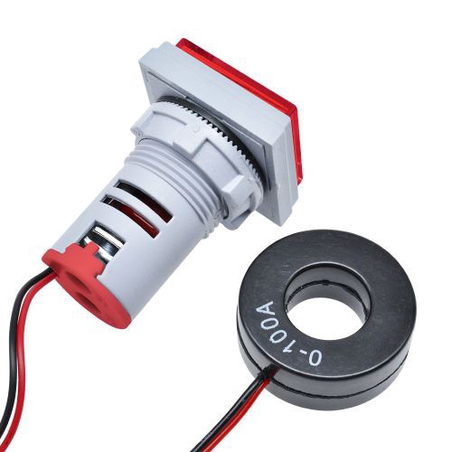 Volt kế &amp; ampe kế kỹ thuật số AC 50-500V 0-100A 22mm có đèn LED
