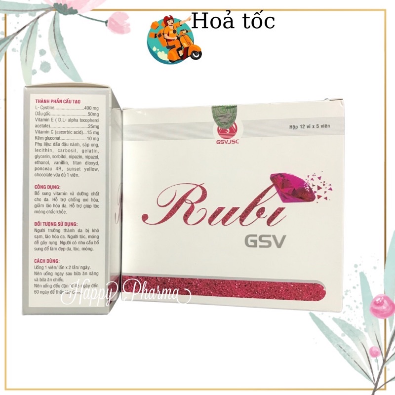 Rubi GSV - Viên uống giảm sạm nám, đẹp da, khoẻ tóc/móng